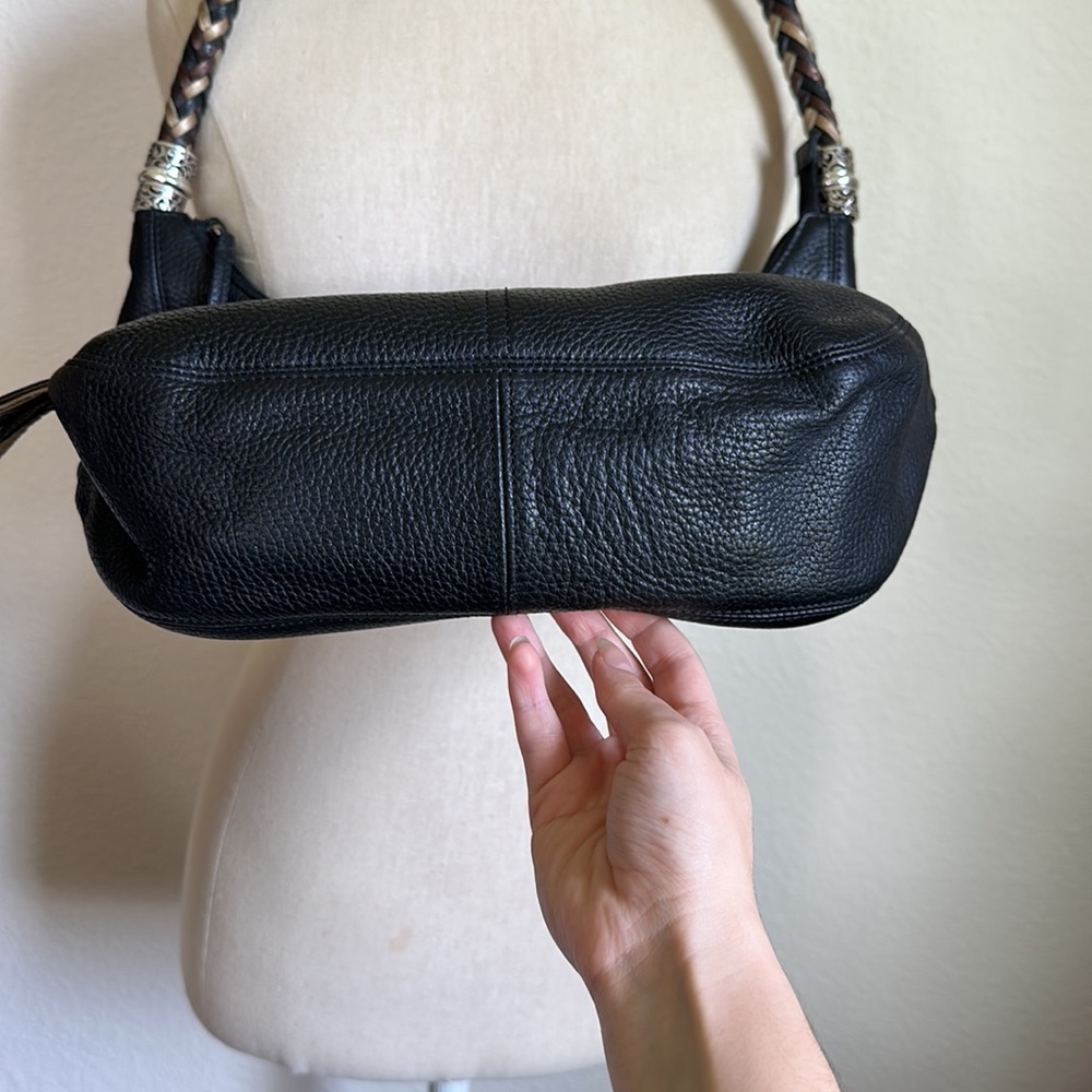 Brighton Barbados black leather braided strap shoulder bag - Picture 2 of 6